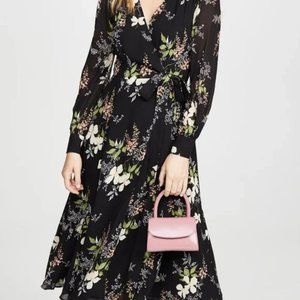 Reformation Susanna Floral-print Midi Wrap Dress in Black
